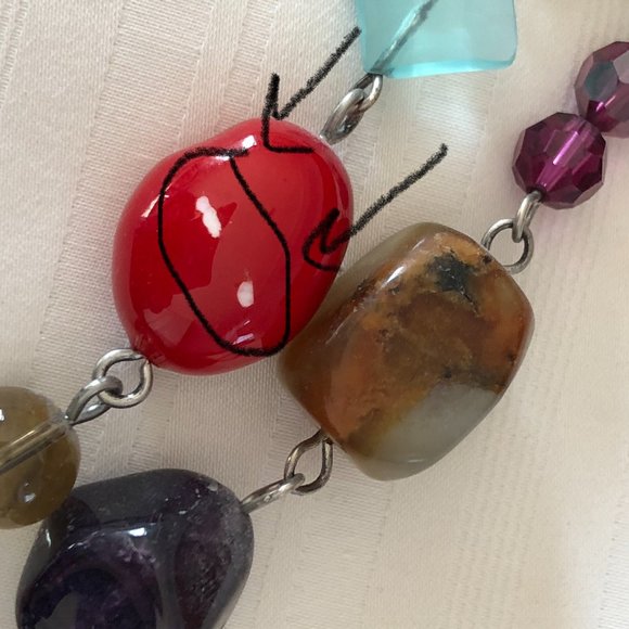 Hand-made gorgeous polished stone necklace with turquoise pendant - Picture 9 of 9